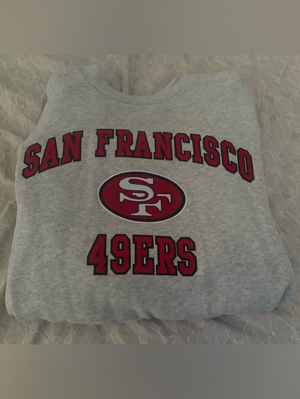 Mitchell & Ness Gray Crewneck with Red San Francisco 49ers Logo